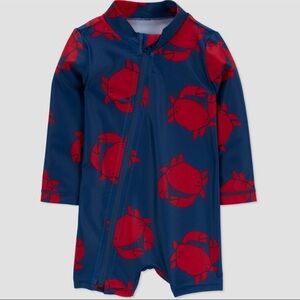 🦀🦀Carters Just One You Long Sleeve Crab One Piece Rash Guard🦀🦀